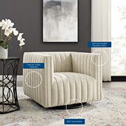 Tufted swivel upholstered armchair in beige additional photo 4 of 10