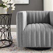 Tufted swivel upholstered armchair in light gray additional photo 2 of 10