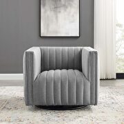 Tufted swivel upholstered armchair in light gray additional photo 3 of 10