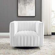 Tufted swivel upholstered armchair in white additional photo 3 of 10