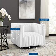 Tufted swivel upholstered armchair in white additional photo 4 of 10