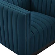 Tufted upholstered fabric armchair in azure additional photo 3 of 10