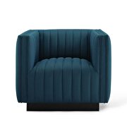 Tufted upholstered fabric armchair in azure additional photo 5 of 10