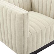 Tufted upholstered fabric armchair in beige additional photo 3 of 10