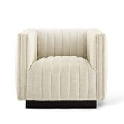 Tufted upholstered fabric armchair in beige additional photo 5 of 10