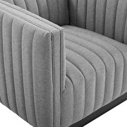 Tufted upholstered fabric armchair in light gray additional photo 3 of 10