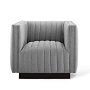 Tufted upholstered fabric armchair in light gray additional photo 5 of 10