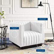 Tufted upholstered fabric armchair in white additional photo 2 of 10