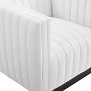 Tufted upholstered fabric armchair in white additional photo 3 of 10