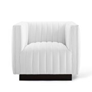 Tufted upholstered fabric armchair in white additional photo 5 of 10
