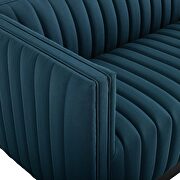 Tufted upholstered fabric sofa in azure additional photo 4 of 11