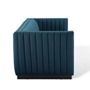 Tufted upholstered fabric sofa in azure additional photo 5 of 11