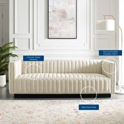 Tufted upholstered fabric sofa in beige additional photo 2 of 11