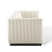 Tufted upholstered fabric sofa in beige additional photo 4 of 11