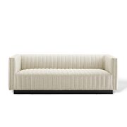Tufted upholstered fabric sofa in beige additional photo 5 of 11