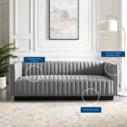 Tufted upholstered fabric sofa in light gray additional photo 2 of 11