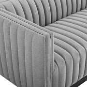 Tufted upholstered fabric sofa in light gray additional photo 3 of 11