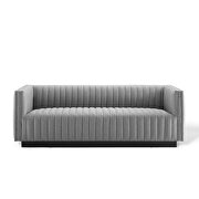 Tufted upholstered fabric sofa in light gray additional photo 5 of 11