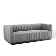 Tufted upholstered fabric sofa in light gray by Modway additional picture 8