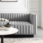 Tufted upholstered fabric sofa in light gray by Modway additional picture 10