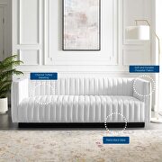 Tufted upholstered fabric sofa in white additional photo 2 of 11