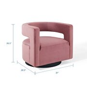 Cutaway performance velvet swivel armchair in dusty rose by Modway additional picture 10