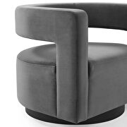 Cutaway performance velvet swivel armchair in gray additional photo 2 of 9