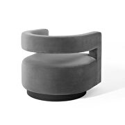 Cutaway performance velvet swivel armchair in gray additional photo 3 of 9