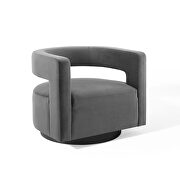 Cutaway performance velvet swivel armchair in gray additional photo 4 of 9