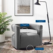 Cutaway performance velvet swivel armchair in gray by Modway additional picture 8