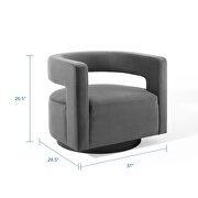 Cutaway performance velvet swivel armchair in gray by Modway additional picture 10