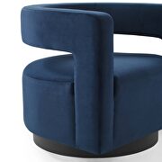 Cutaway performance velvet swivel armchair in midnight blue by Modway additional picture 2