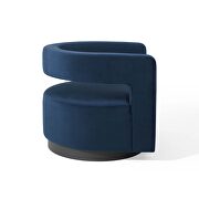 Cutaway performance velvet swivel armchair in midnight blue by Modway additional picture 3