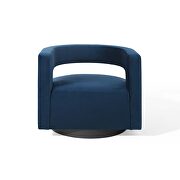 Cutaway performance velvet swivel armchair in midnight blue by Modway additional picture 4