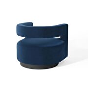 Cutaway performance velvet swivel armchair in midnight blue by Modway additional picture 7