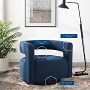 Cutaway performance velvet swivel armchair in midnight blue by Modway additional picture 8