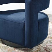 Cutaway performance velvet swivel armchair in midnight blue by Modway additional picture 9