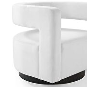 Cutaway performance velvet swivel armchair in white additional photo 2 of 9