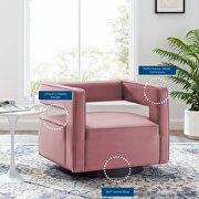 Performance velvet swivel armchair in dusty rose by Modway additional picture 8