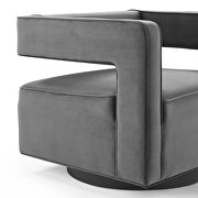 Performance velvet swivel armchair in gray additional photo 2 of 9