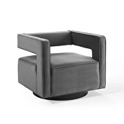 Performance velvet swivel armchair in gray additional photo 4 of 9