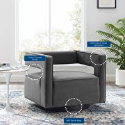 Performance velvet swivel armchair in gray by Modway additional picture 8