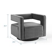 Performance velvet swivel armchair in gray by Modway additional picture 10