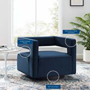Performance velvet swivel armchair in midnight blue by Modway additional picture 8