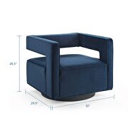 Performance velvet swivel armchair in midnight blue by Modway additional picture 10