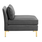 Performance velvet armless chair in gray additional photo 5 of 7