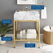 Gold stainless steel bathroom vanity in gold white by Modway additional picture 2