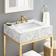 Gold stainless steel bathroom vanity in gold white by Modway additional picture 3