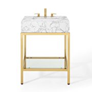 Gold stainless steel bathroom vanity in gold white by Modway additional picture 6
