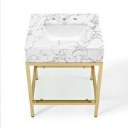 Gold stainless steel bathroom vanity in gold white by Modway additional picture 8